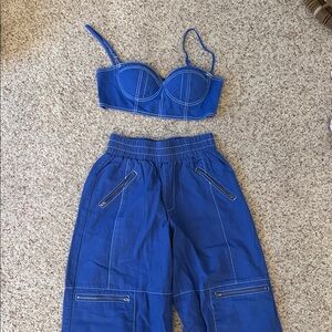 Blue Track Pants & Bustier Set